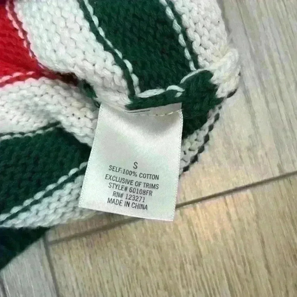 Mi Ami Red Green & White Striped Pullover Sweater Size S - Picture 6 of 8